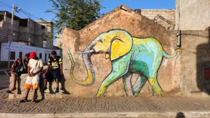 Elephant street art Cabo Verde